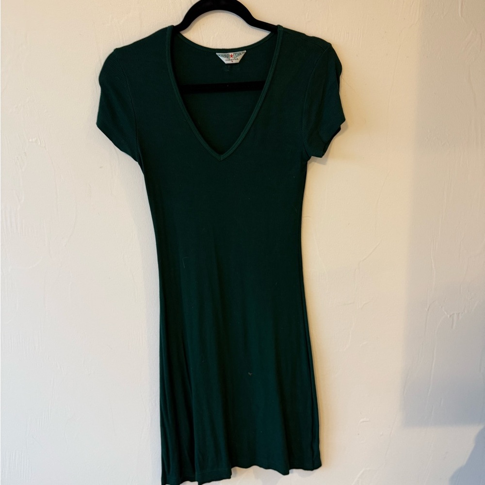 Hard Tail Dark Green V-Neck Dress